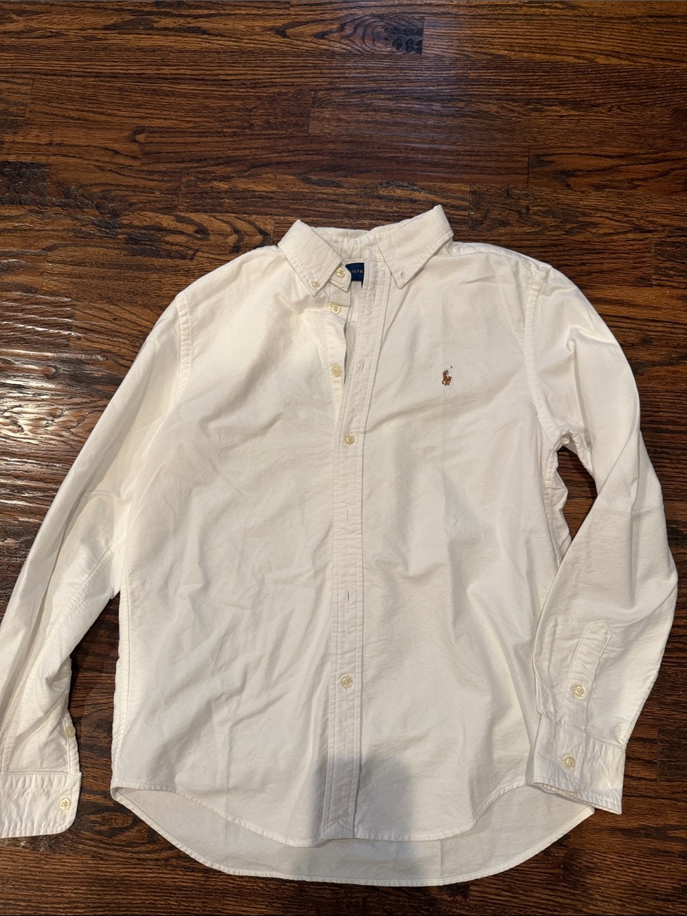 Ralph Lauren White Long-Sleeve Button-Down Oxford Shirt Boys Size 14-16 L/G